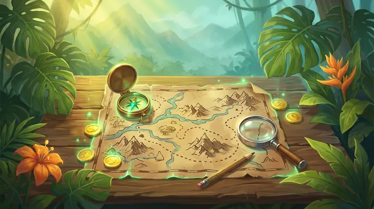 Mapa wyprawy PlayiO z kompasem — etapy weryfikacji konta